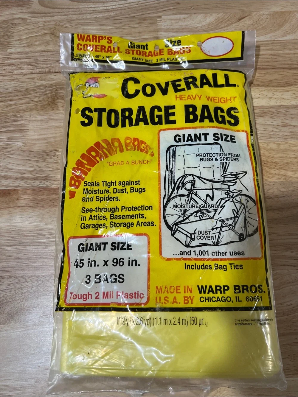 2mil plastic tough 45inx96in 3 bags USA made old new stock z16